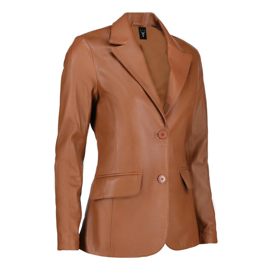 Esther Tan Brown Sheepskin Leather Blazer