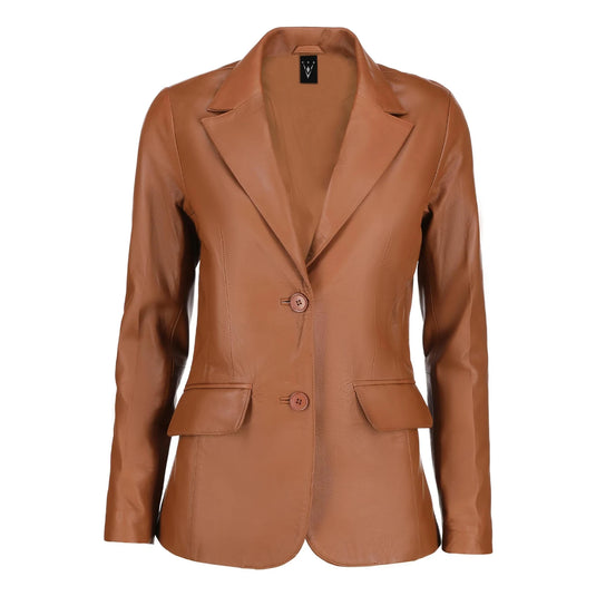 Esther Tan Brown Sheepskin Leather Blazer