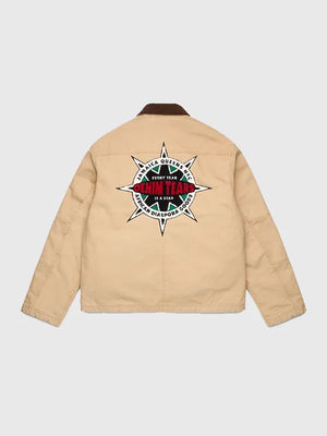 Denim Tears 2026 khaki work jacket recreated with Every Tear Is A Star motif and utility-inspired styling