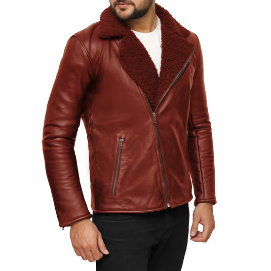 Ezekiel Tan Brown Shearling Leather Jacket