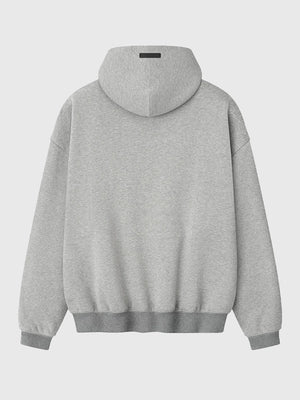 Grey Fear of God x London Game 90s hoodie crafted in soft fleece, featuring bold retro graphics and a relaxed silhouette
