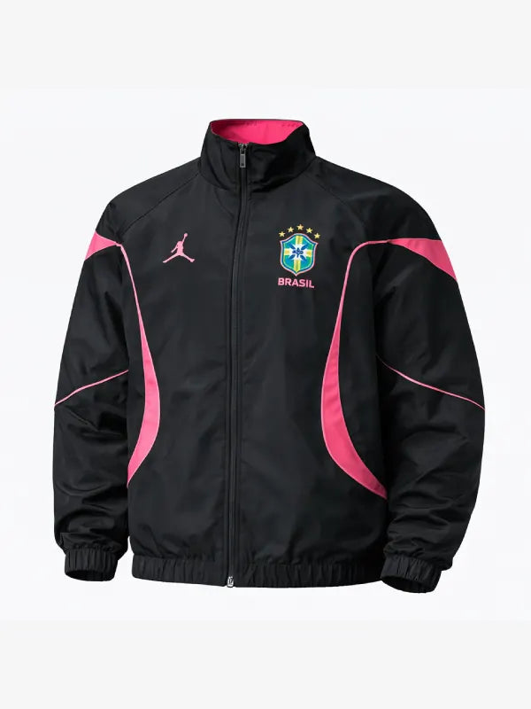 Black full-zip Anthem jacket from FIFA World Cup Brazil 2026 Nike × Jordan collection with functional zip-front