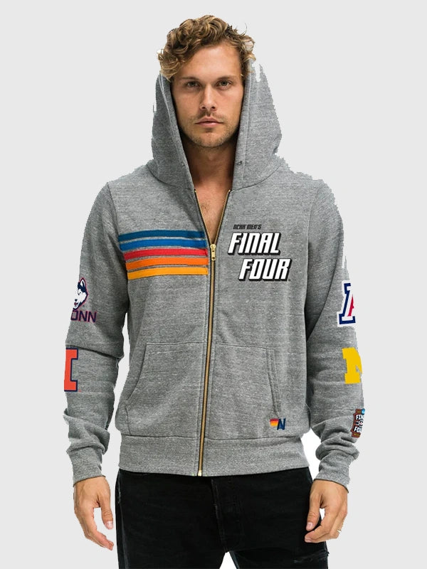 Aviator Nation Indianapolis Final Four zip-up fleece hoodie recreated in grey with soft texture and versatile layering appeal