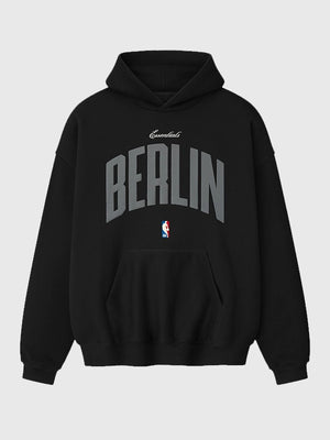 Fear of God x Berlin Game 90s grey pullover hoodie featuring cozy fleece, oversized cut, and vintage-inspired details