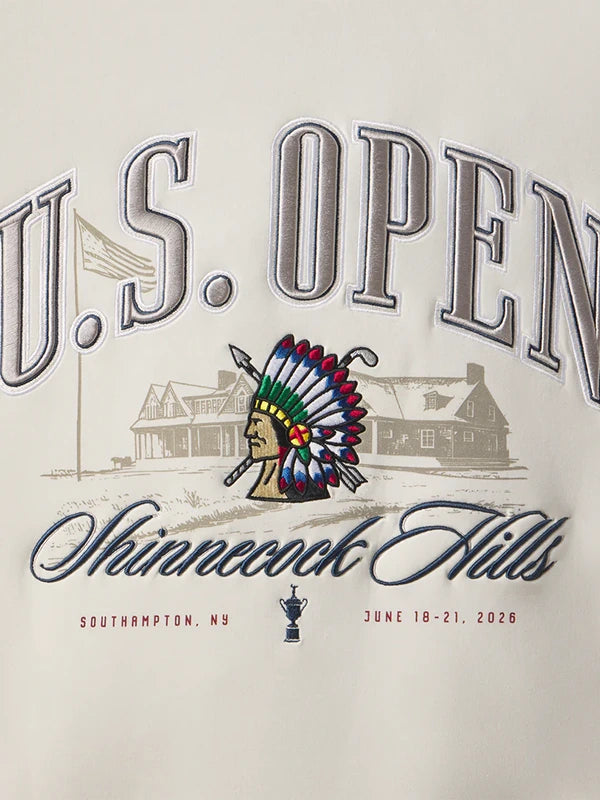 Recreated UNRL 126th U.S. Open 2026 white pullover hoodie with smooth texture and classic everyday comfort fit