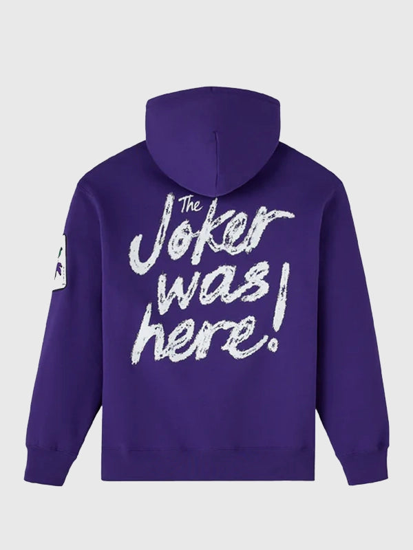 RECREATED OVO The Joker Defaced 2026 Purple Pullover Hoodie showcasing a clean silhouette with edgy character-inspired graphics