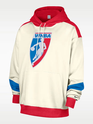 Recreated WNBA x Nike Legends basketball fleece pullover hoodie in beige with soft interior and clean athletic design