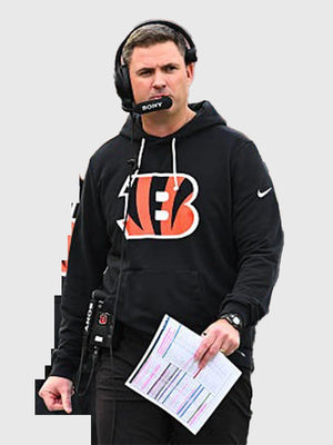 Coach Zac Taylor inspired recreated black fleece hoodie featuring Nike sideline construction and everyday comfort Nike