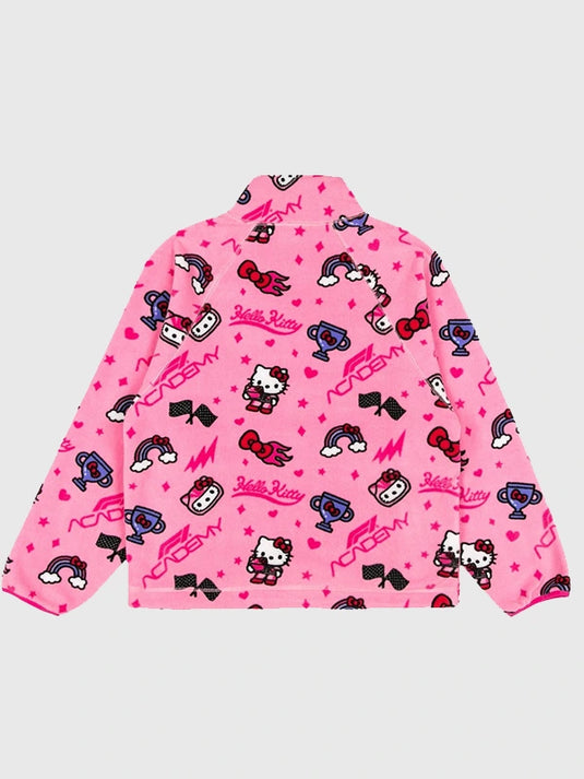 Recreation Formula 1 Academy Hello Kitty All Over Print Pink Jacket made from soft fleece fabric.