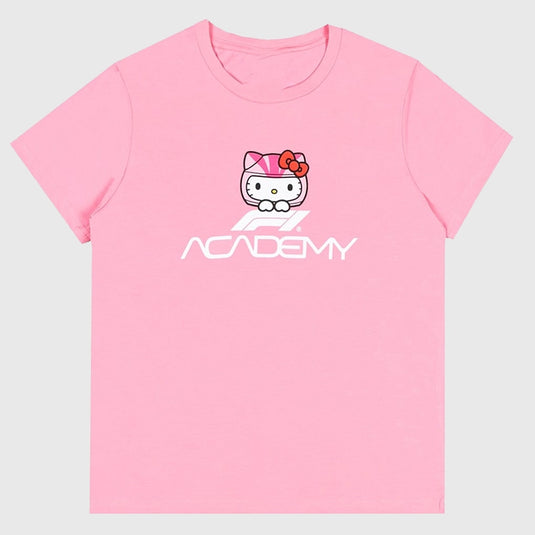 Pink Hello Kitty Logo T-Shirt by Recreation featuring Formula 1 Academy branding.