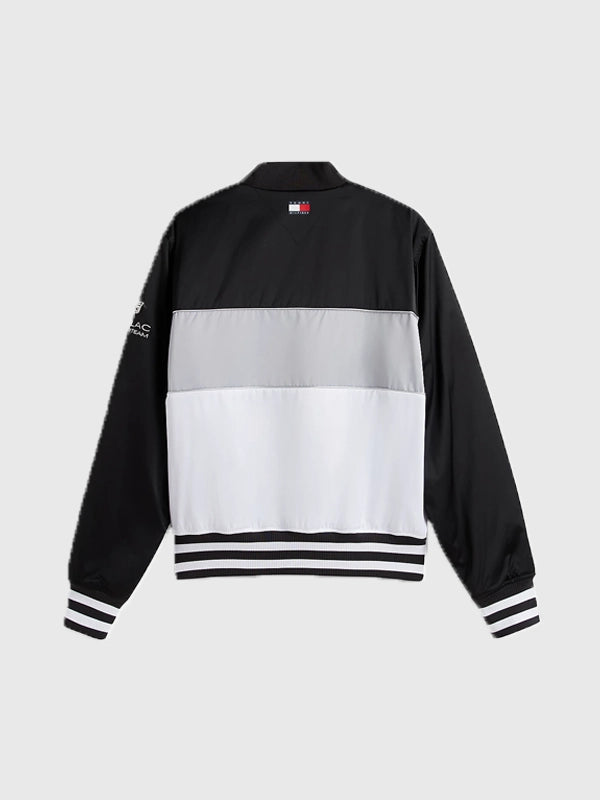 2026 Cadillac F1 Team Miami Varsity Jacket by Tommy Hilfiger featuring clean branding and modern athletic streetwear appeal