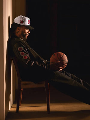 RECREATED Chicago Bulls Derrick Rose black letterman jacket with full-snap buttons and premium detailing