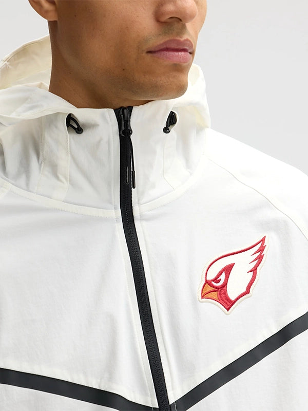 Arizona Cardinals Nike 2025 Rivalries Collection Full-Zip Tech Jacket in cream with sleek modern detailing.