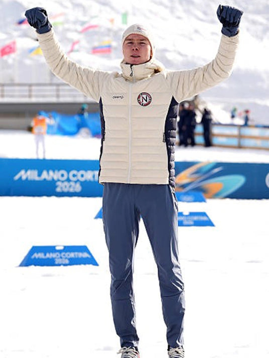 Team Norway Craft light down puffer jacket for Milano Cortina 2026 in off-white featuring lightweight warmth and streamlined fit