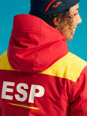 Recreated Team Spain Winter Olympics 2026 anorak jacket in red designed for comfort and outdoor wear