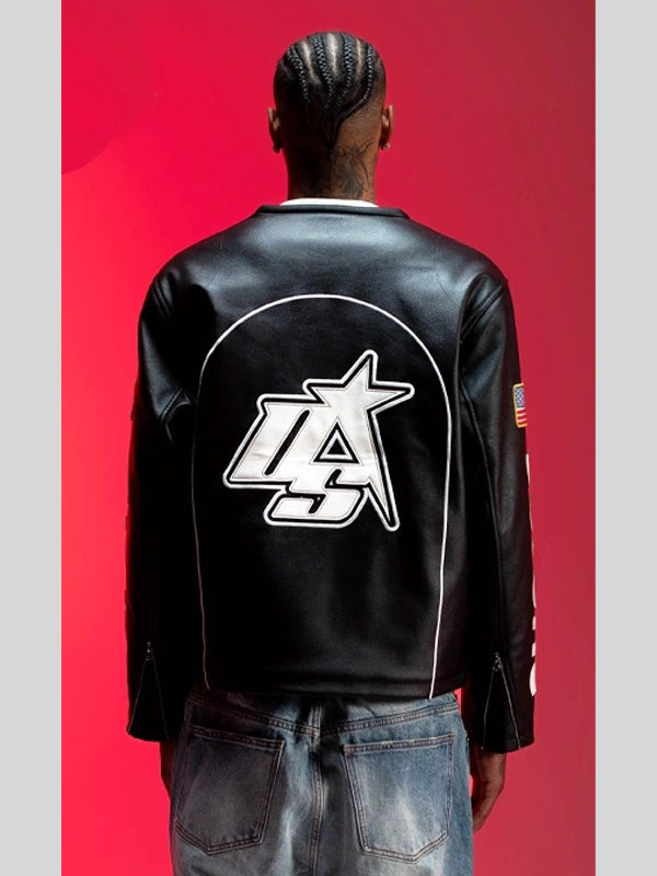 Serene GT black leather jacket recreated with modern tailoring and bold dual zipper detailing