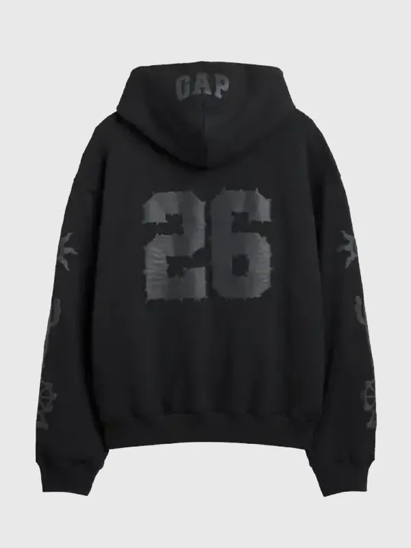 Gap x Coachella oversized black fleece hoodie recreated with relaxed structure, ribbed trims, and everyday comfort appeal