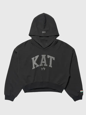 Gap x Katseye Kat by Raj 2026 black cropped fleece pullover hoodie RECREATED with soft texture and minimal styling