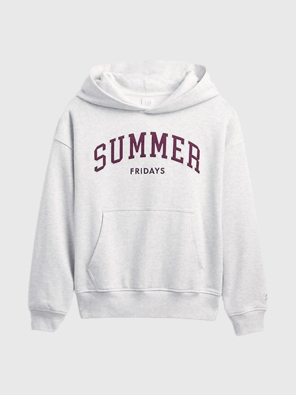Grey fleece pullover hoodie recreated from the Gap x Summer Fridays collaboration featuring an oversized relaxed fit