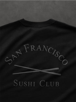 Gap × Sushi Club unisex oversized black tee with eye-catching printed artwork and casual silhouette