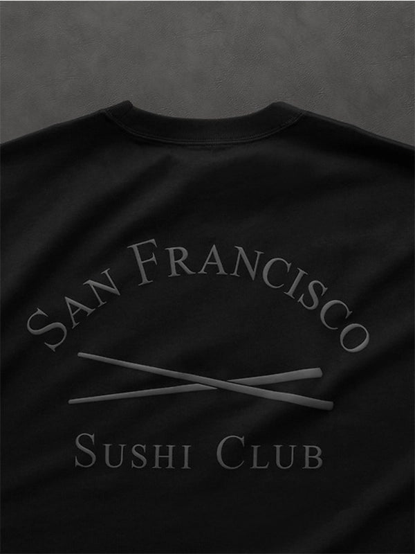 Gap × Sushi Club unisex oversized black tee with eye-catching printed artwork and casual silhouette