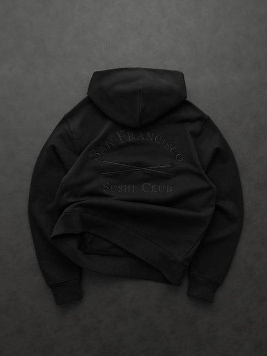 Gap × Sushi Club unisex hoodie in classic fit with front kangaroo pocket and adjustable drawstring hood