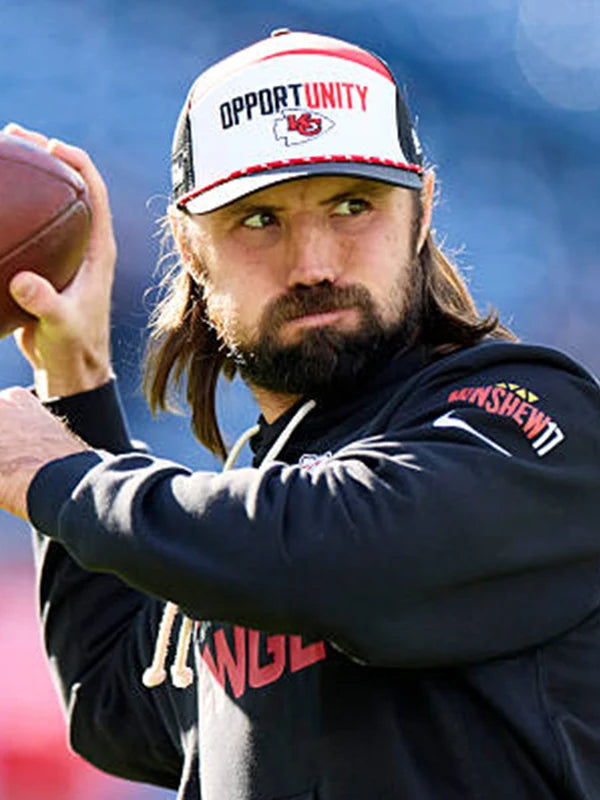 Nike black pullover hoodie inspired by Gardner Minshew and the Chiefs 2025 sideline Inspire Change apparel
