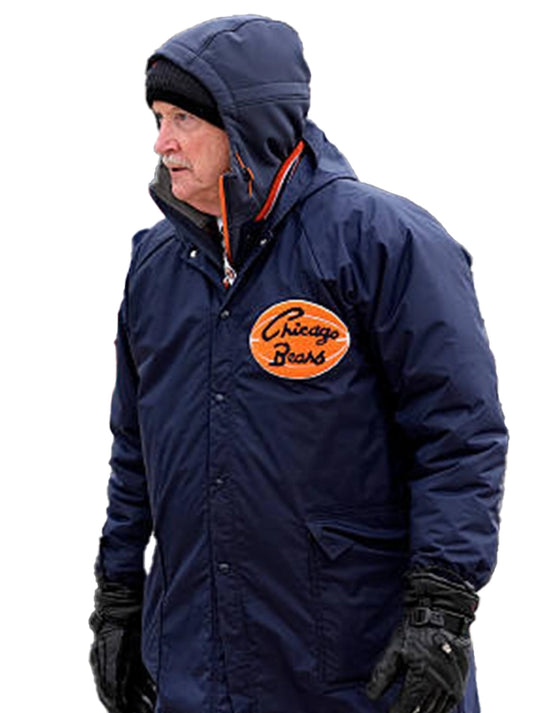 RECREATED playoffs-era Bears hooded jacket coat in navy designed for a sharp and confident outerwear look