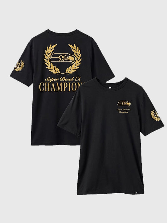 Nike black Super Bowl LX Seahawks Champions Locker Room Trophy Collection T-shirt with relaxed crew neck fit