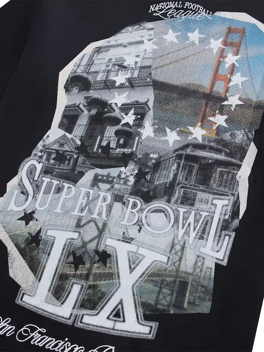 Black RECREATED Off Season x Super Bowl LX 2026 unisex t-shirt with clean modern fit and bold design