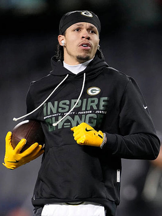 Nike Green Bay Packers black pullover hoodie featuring Inspire Change graphics and a sideline-ready build