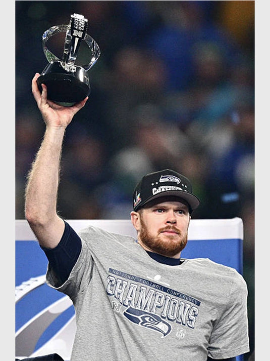 Grey Nike t-shirt celebrating Seattle Seahawks 2025 NFC Champions locker room victory