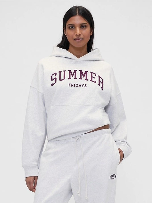 Gap x Summer Fridays recreated grey fleece hoodie featuring an oversized fit and minimalist logo design