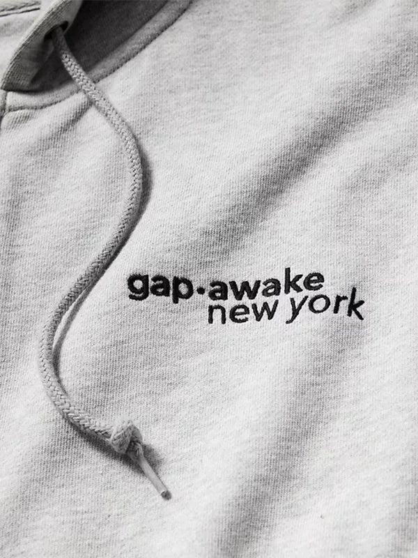RECREATED Gap Awake NY 2026 Grey Oversized Logo Zip Up Hoodie featuring a structured oversized profile with smooth fleece texture