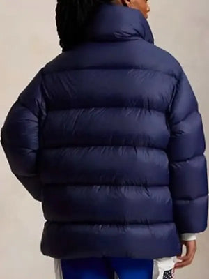 Recreated Team USA 2026 blue puffer jacket linked to Hoda Kotb with durable outer shell and modern athletic styling