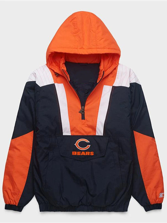 Chicago Bears Starter pullover jacket inspired by Homage x Starter collaboration featuring casual streetwear styling