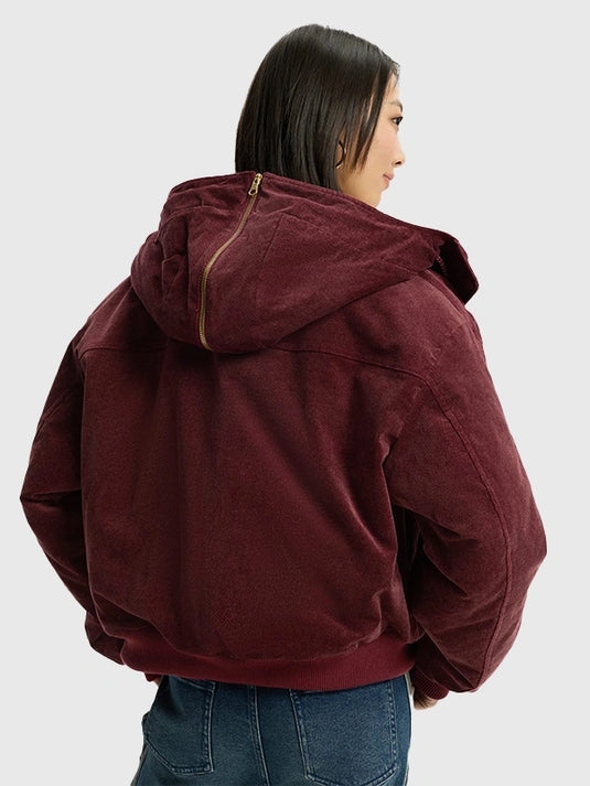 Brown corduroy padded jacket inspired by Adidas LNY SS26, recreated with textured fabric and warm construction