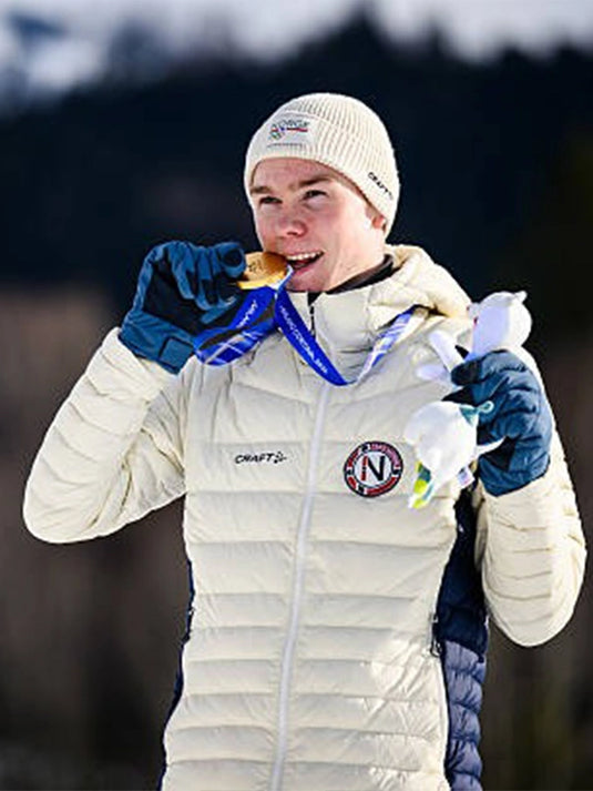 Milano Cortina 2026 Team Norway Craft light down jacket in off-white with sleek panel quilting and winter-ready design