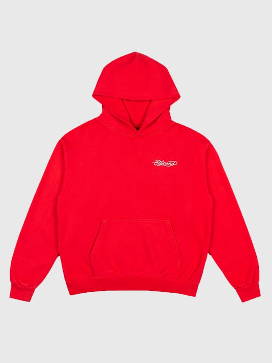 Red Houston Texans Fine Line pullover hoodie recreated with Born x Raised streetwear-inspired design