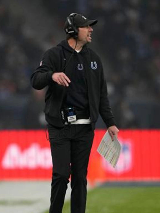 Black Indianapolis Colts 2025 bomber jacket crafted for comfort and athletic performance.