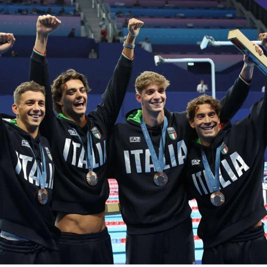 Italia Paris Olympics–themed fleece hoodie in black recreated for everyday streetwear use