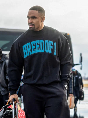 Breed of 1 crewneck sweatshirt recreated from Jalen Hurts inspired performance and leadership aesthetic
