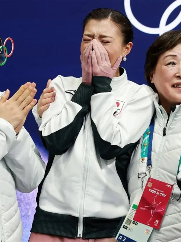 Milano Cortina 2026 inspired Team Japan Kaori Sakamoto jacket combining crisp white base with bold black accents