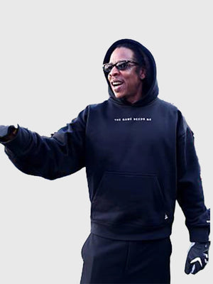 Super Bowl LX “The Game Needs Me” black pullover hoodie in soft heavyweight fleece with rib-knit cuffs and hood