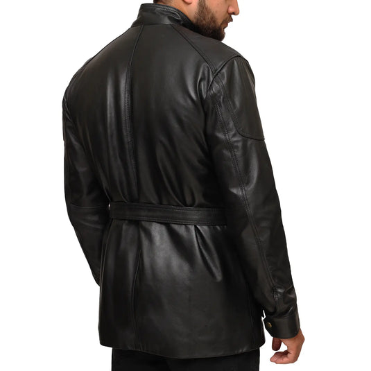 Jeremiah 3/4 Length Black Leather Jacket