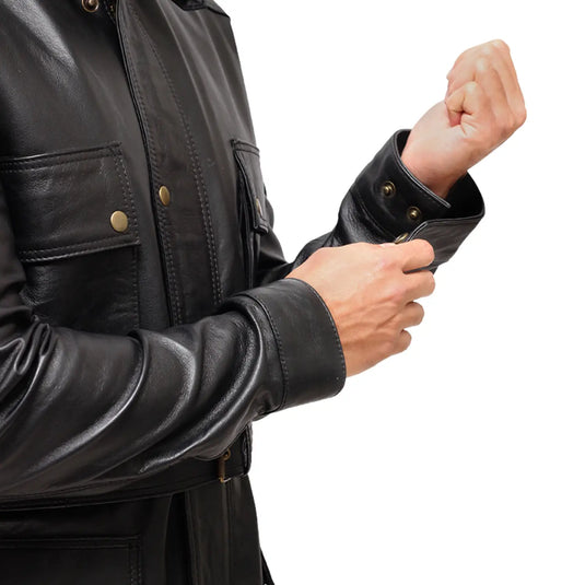 Jeremiah 3/4 Length Black Leather Jacket