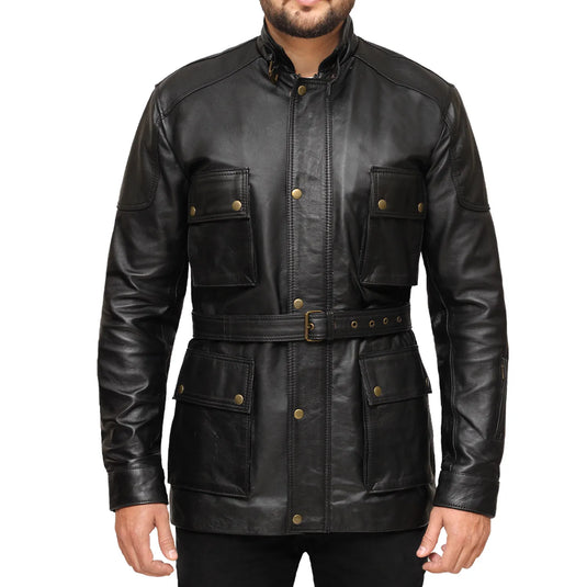 Jeremiah 3/4 Length Black Leather Jacket