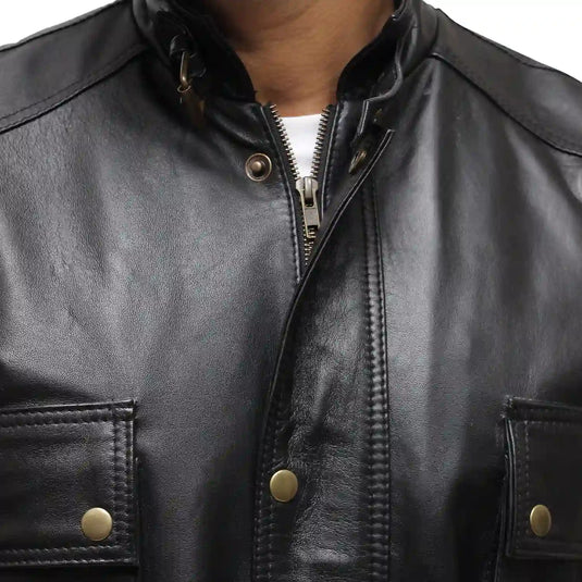 Jeremiah 3/4 Length Black Leather Jacket