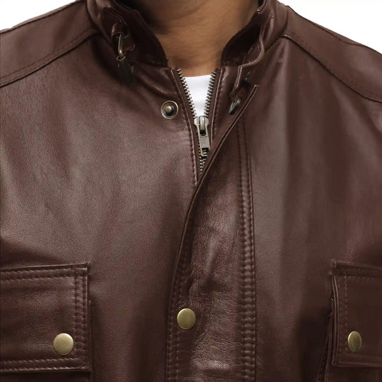 Jeremiah 3/4 Length Dark Brown Leather Jacket