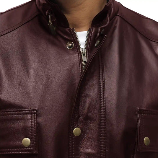 Jeremiah 3/4 Length Maroon Leather Jacket